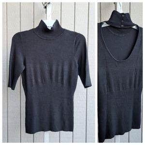 Express | Y2K Button-Neck Dressy Swoop Back Sweater | Women's Small